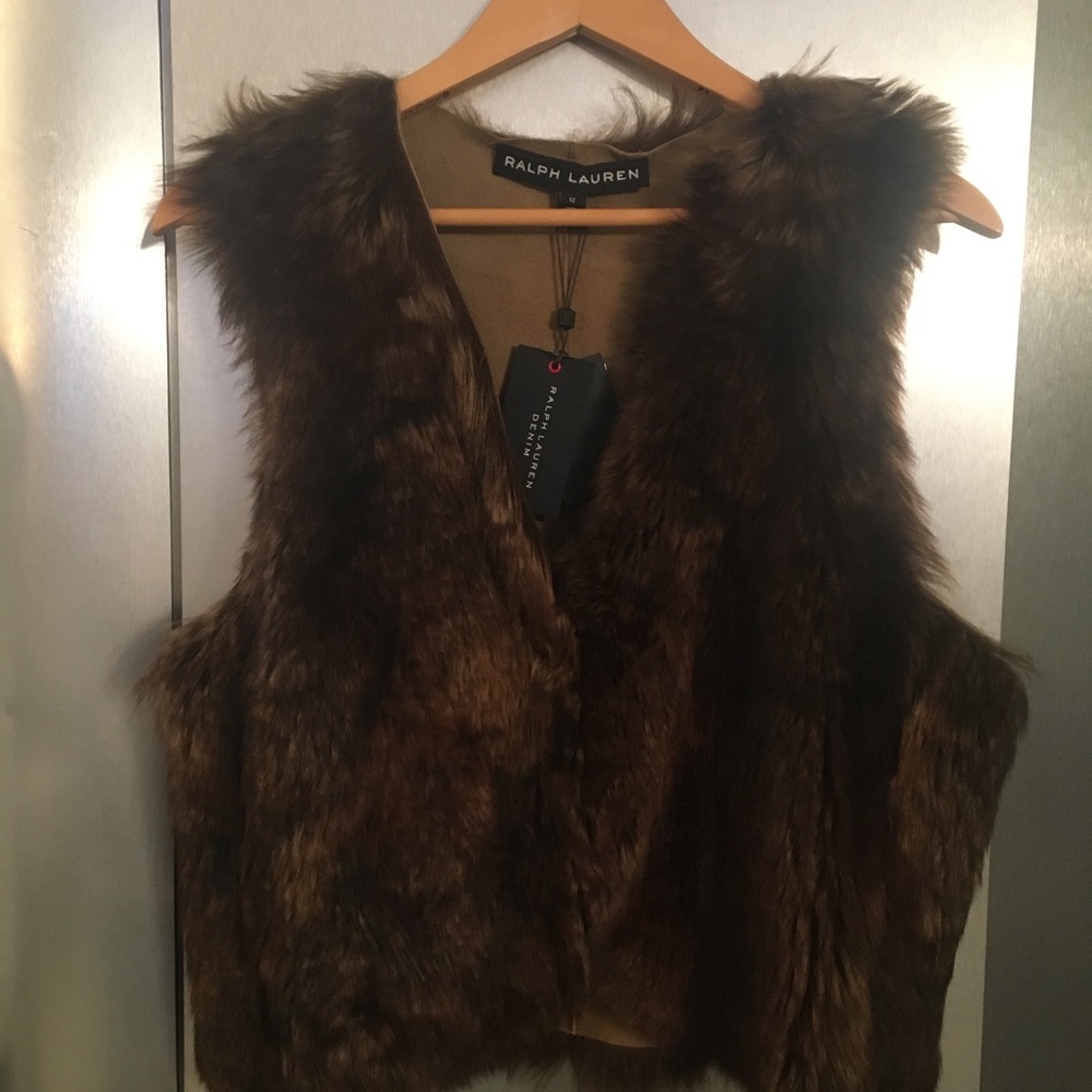 Ralph Lauren Black Label LambShearling Vest NWT 12